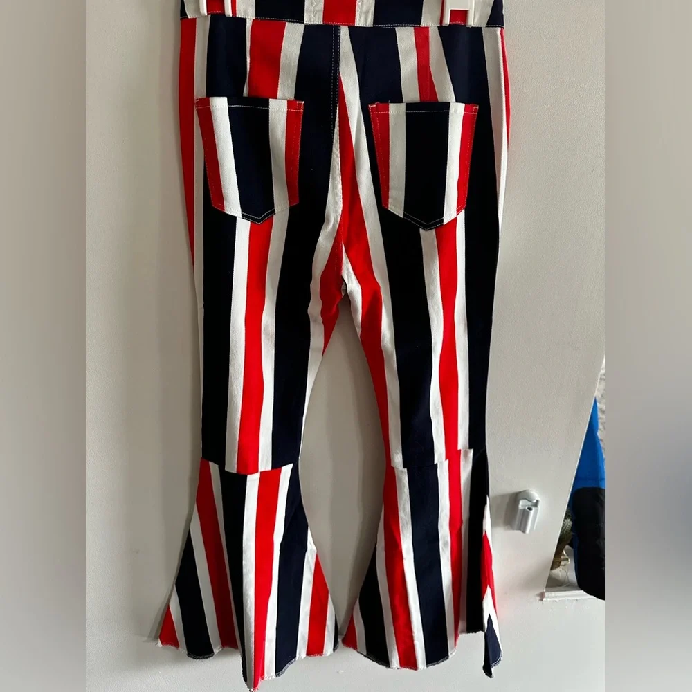 Striped Red, White, and Blue Women’s Bell Bottom jeans - Picture 4 of 6